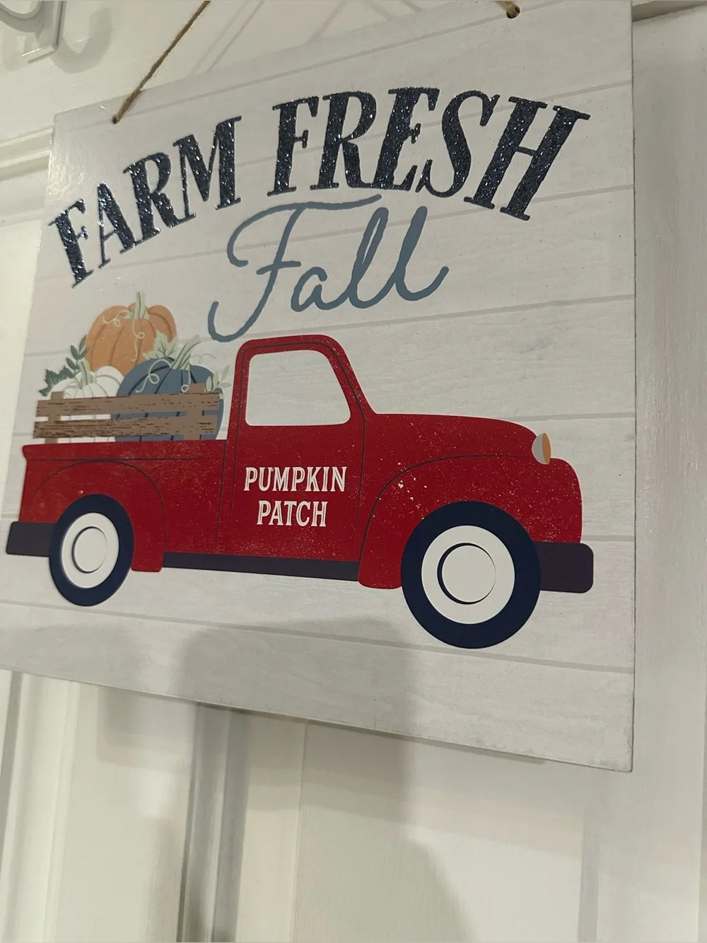 Farm Fresh Fall Red Truck Pumpkin Patch Wall Hanging